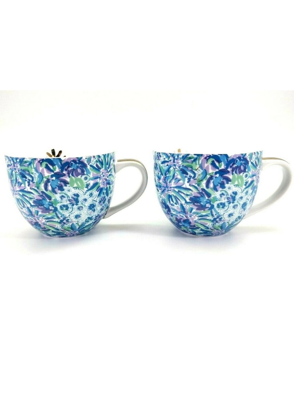 Lilly Pulitzer 12oz Ceramic Mug Blue Floral Fab Fit Fun Coffee Tea Mug